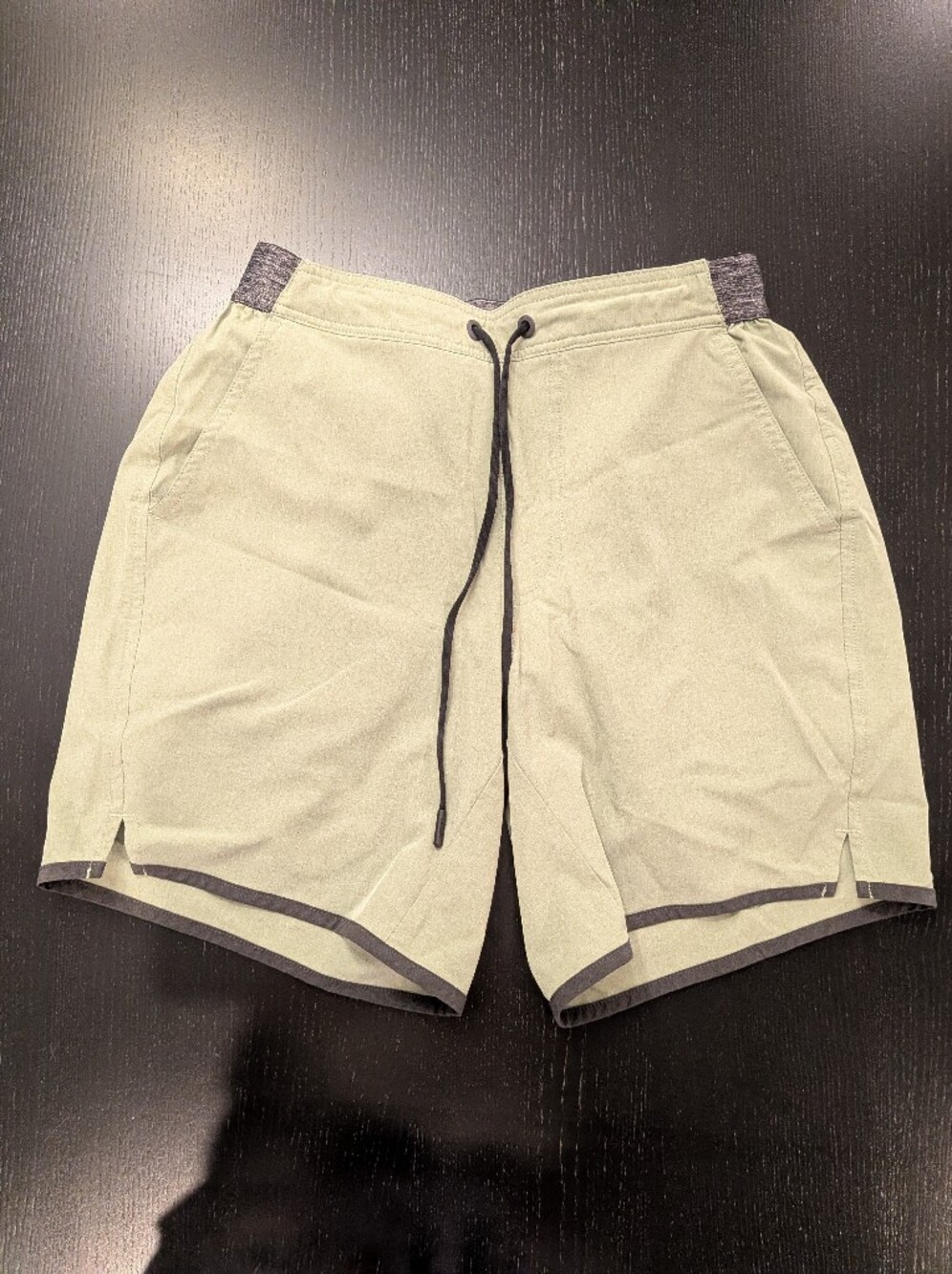 chubbies Light Olive Drawstring Swim Trunks with Dark Trim